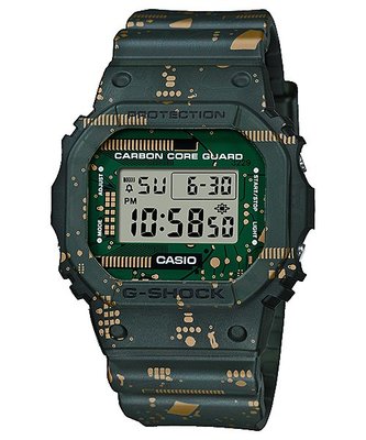 【金台鐘錶】CASIO卡西歐G-SHOCK 印刷電路板的防焊綠漆設計 (替換式錶圈/錶帶組) DWE-5600CC-3