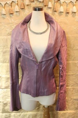 【性感貝貝2館】Aramis 品牌~ 珍珠紫色小羊皮真皮皮衣外套, di marzia Wilsons j'adore款