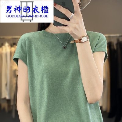 冰丝针织短袖女夏季铜氨丝绿色半袖今年流行的高端天丝亚麻T恤衫-男神的衣櫃