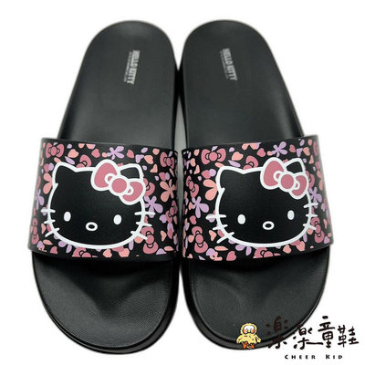 【樂樂童鞋】台灣製三麗鷗親子拖鞋-黑色 另有粉色 K067-2 - 親子鞋 台灣製親子鞋 Hello kitty鞋