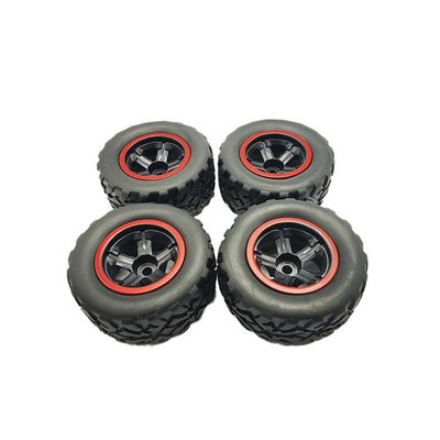 4件套 仿真空輪胎配件 RC模型車輪轂輪胎 適用於 頑皮龍 WPL D12 改裝模型玩具