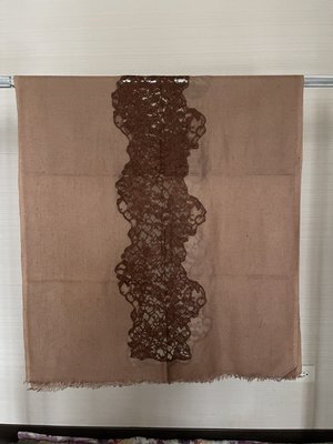 絲顏精品～豪華手工編織Pashmina蕾絲圍巾披肩 淺咖