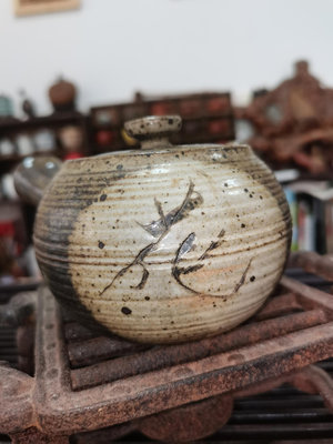 日本昭和時期早期古花器側把煎茶壺 可明火熬煮 工藝薄胎復雜純