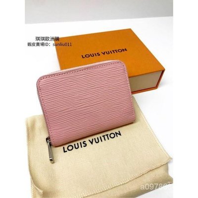【日本二手】Louis Vuitton LV M61206 EPI 質感皮革壓紋信用卡拉鍊零錢包.粉