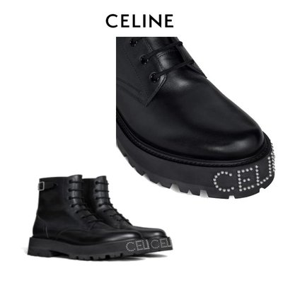 42/43/44折扣預購】22春夏正品CELINE Celine bulky boot黑色牛皮飾釘