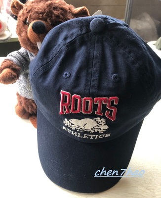 🇨🇦款 加拿大 Roots 男款 女款 經典海狸 字母 深藍色 棒球帽 帽子 鴨舌帽 休閒帽 (S)