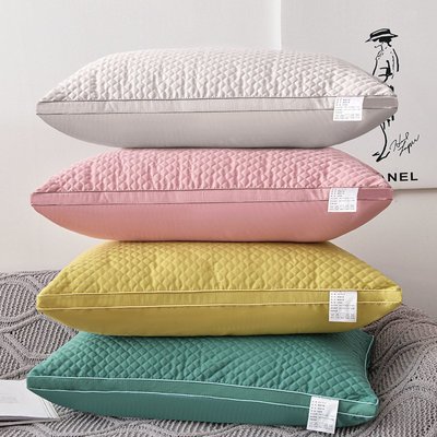 床包立體羽絲絨枕頭床上用品家用單人睡眠小方格夾棉絎繡枕芯