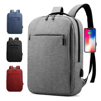 手提包電腦包公事包定制LOGO防盜背包新款小米商務USB充電雙肩背包時尚外貿電腦背包