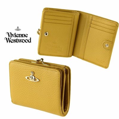 Vivienne Westwood ( 黃色 ) 真皮兩摺短夾 皮夾 錢包｜100%全新正品｜特價!