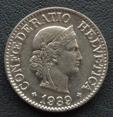 瑞士 1939年 赫爾維蒂婭女神 10 Rappen 鎳幣   269