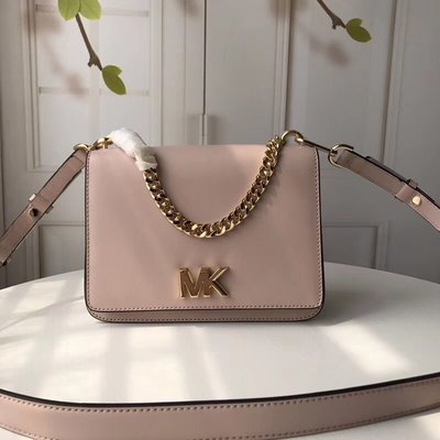 現貨#Michael Kors MK 納帕牛皮配LOGO旋轉鎖扣 可手提 斜背包 粉色簡約