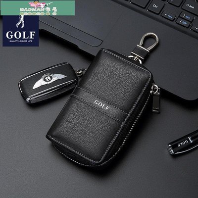 【熱賣精選】高爾夫GOLF多功能鑰匙包頭層牛皮大容量車鑰匙位多卡位鑰匙包