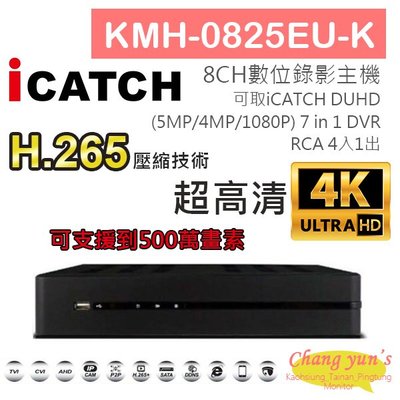 KMH-0825EU-K H.265 8CH數位錄影主機 7IN1 DVR 可取 ICATCH DUHD 專用錄影主機