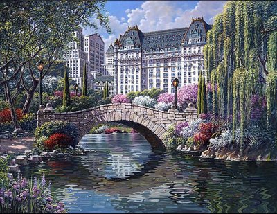 美國進口 Hasbro 1500片拼圖 紐約的春天 中央公園 風景畫 裝飾畫 插畫 桌遊 Springtime in New York Puzzles