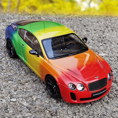 模型車 威利 1:18 賓利歐陸GT彩虹主題涂裝版汽車模型車模送男朋友禮物