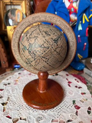【二手】西洋vintage法國50年代手工制作的地球儀，標識齊全 古董 舊貨 收藏 【天地通】-320