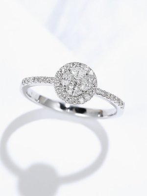 【馬格斯珠寶】18k  圓形鑽石戒指 簡約顯大鑽石戒指 求婚戒指 婚禮戒指 結婚戒指 專櫃款 418