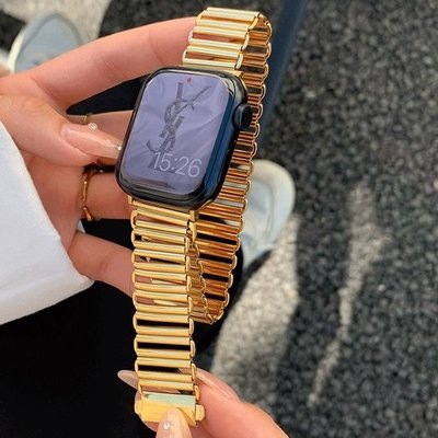 高級感金屬回形針小眾設計款錶帶 適用於蘋果手表s87654se錶帶