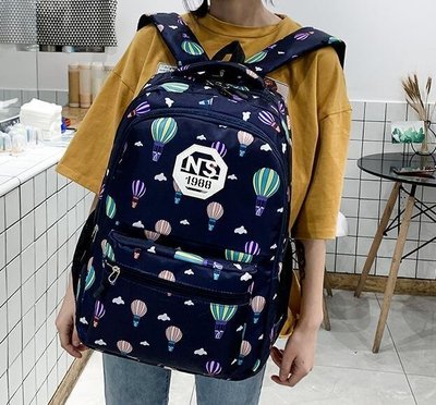 【熱賣下殺】韓國 女款 流行時尚 熱氣球圖案大容量 少女帆布包 學生書包 雙肩包 後背包