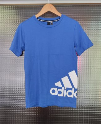 Adidas 愛迪達藍色運動休閒純棉圓領短袖T恤上衣（男）