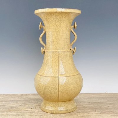 古瓷器 古董瓷器 回流哥瓷如意花瓶高40公分直徑20公分編號20081230400-15332