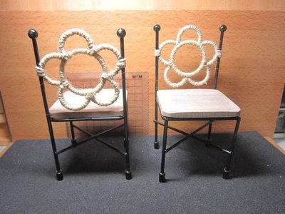F1家具部門 mini模型1/6手工造型人偶用椅一張(金屬+木製+繩編) 不是真人用的