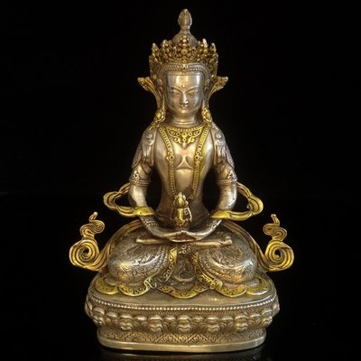 古玩雜項古董藏傳純銅白銅鎏金密宗佛像地藏王菩薩尼泊爾風水擺件