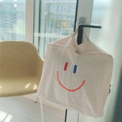 [LEBAO樂寶]韓國INS幼兒園笑臉被子收納袋子衣服家用整理儲物棉被包裝手提袋-專業五金