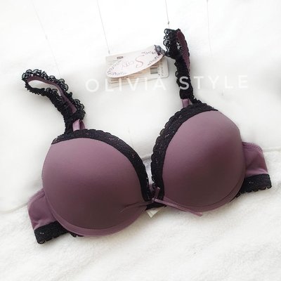 ＊Olivia＊//80B*36B// 18-eighteen 精品 PINK S-city 素面蕾絲滾邊 簡約浪漫 下厚上薄款胸罩 內衣