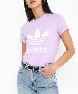 (全新)☆ adidas Originals 愛迪達 紫色 紫白 素t 短袖 基本款 短t dv2595 短袖上衣