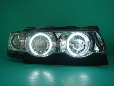 ☆小傑車燈家族☆全新外銷高品質BMW E38 95-02年一体成形黑框.晶鑽魚眼CCFL光圈大燈
