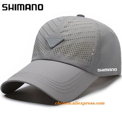 Shimano 速乾棒球帽戶外運動網眼透氣帽子男士便攜式遠足釣魚太陽帽高爾夫可調節帽