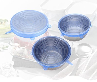 硅膠保鮮蓋 冰箱碗蓋子6件套 圓形蓋 茶杯水杯碗蓋 保鮮膜 萬能密封可重復使用通用蓋子 拉伸保鮮膜 家用碗蓋 密封蓋