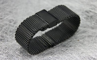 22mm不鏽鋼粗線 黑色,高質感,超值mesh米蘭網帶不鏽鋼製錶帶,IWC 漢米頓hamilton