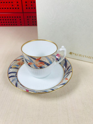 #家庭咖啡器具 日本香蘭社金彩蘭花小咖啡杯