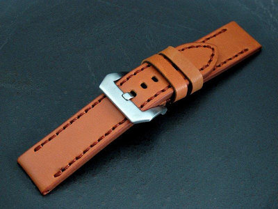 來來鐘錶~小沛的新衣 24mm 收24mm直身,焦糖色真皮錶帶,panerai 沛納海代用品,牢靠手工車縫線