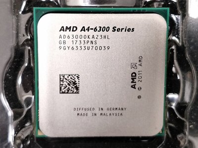 【含稅】AMD A4-6300 3.7G AD6300OKA23HL 65W 雙核 正式CPU 一年保 FM2 內建HD