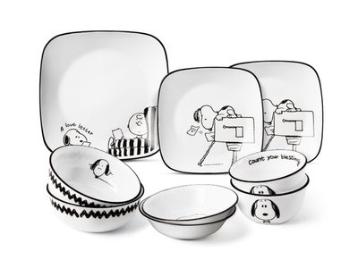 韓國snoopy史努比餐具套裝陶瓷碗盤子下午茶餐盤菜盤可愛禮物