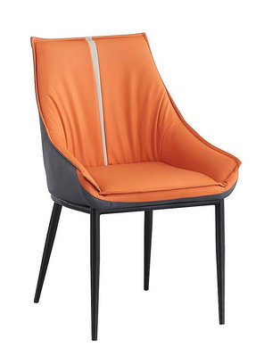 【生活家傢俱】JF-475-7：橘色皮鐵腳餐椅【台中家具】洽談椅 商業空間 造型椅 休閒椅 書桌椅 納帕皮+鐵腳