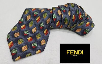 羅浮宮 國際專櫃正品 FENDI 芬迪 渲染混色彩圖領帶 義大利製 質料講究 原價四千多