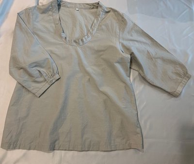 日本無印良品Muji 灰色棉絲質七分袖上衣 M號 (號型: 160/84A)