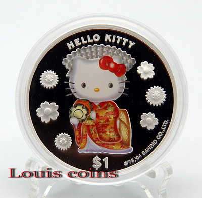 【Louis Coins】F114‧Cook Islands‧2004庫克群島‧Hello Kitty 30周年紀念銀幣