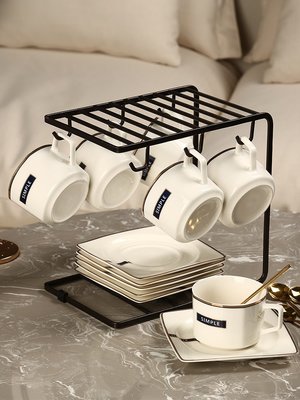 北歐式小奢華優雅高檔家用陶瓷咖啡杯碟器具杯子英式下午茶具套裝