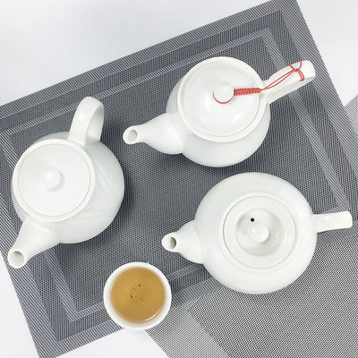 飯店餐廳陶瓷茶壺大容量純白色泡茶茶具水壺大小號過濾壺耐熱