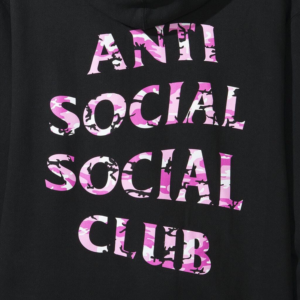 Assc AntiSocialSocialClub undefeated 聯名款黑粉迷彩帽t 連帽衛衣