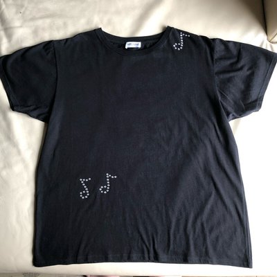 [品味人生2]保證正品 SAINT LAURENT 黑色 水鑽  音符  短袖T恤 短T 法國製