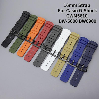 純色腕帶矽膠錶帶 卡西歐 G-Shock GWM5610 DW-5600 DW6900 16mm TPU 錶帶