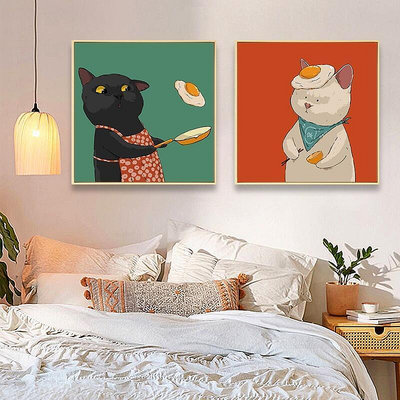 情侶貓數字油畫diy填充卡通丙烯手繪現代減壓客廳掛畫裝飾畫DIY數字油畫 LT7