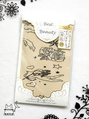 【拓拔月坊】日本知名品牌 Best Beauty　20丹 刺青感 華麗小物天使 絲襪　日本製～現貨！