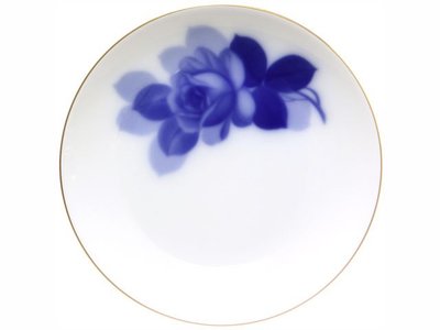 全新大倉陶園 okura 岡染手繪藍玫瑰描金餐盤 19 cm 一枚